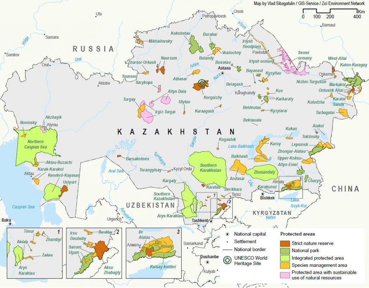 карта Казахстана природне ресурсе