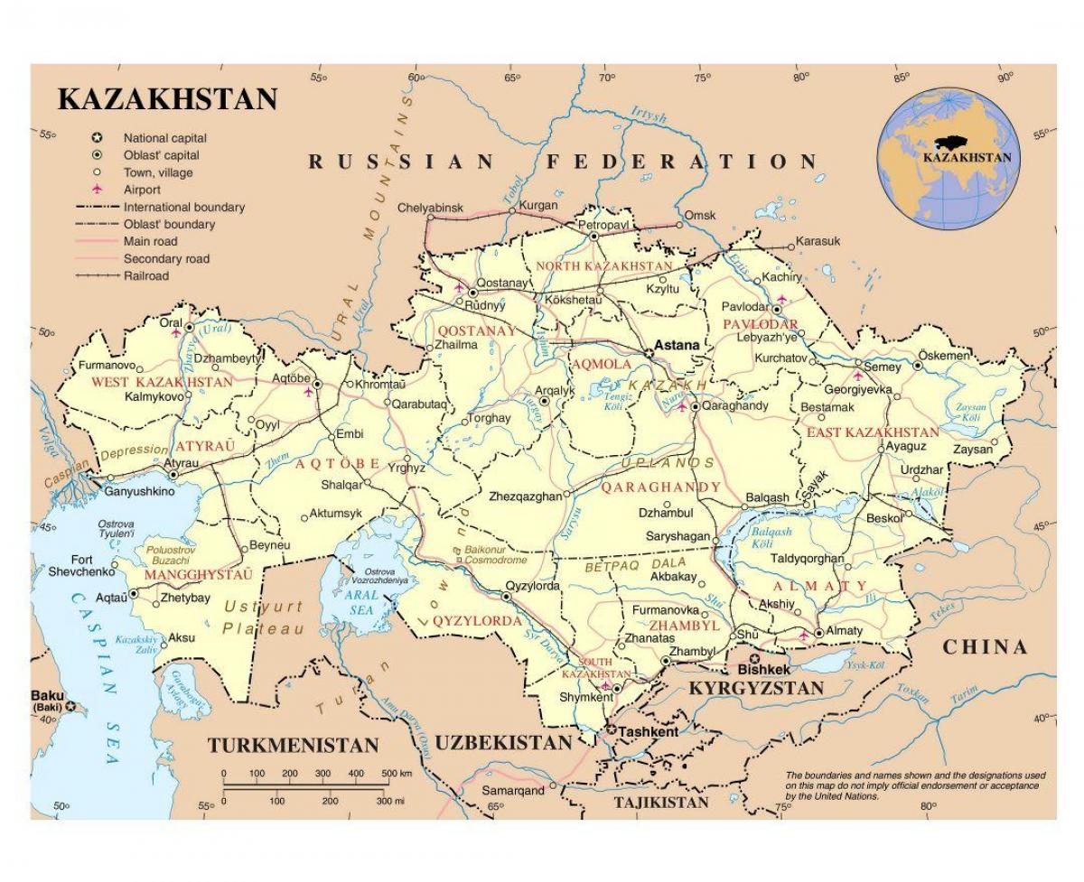 мапа аеродрома Казахстана