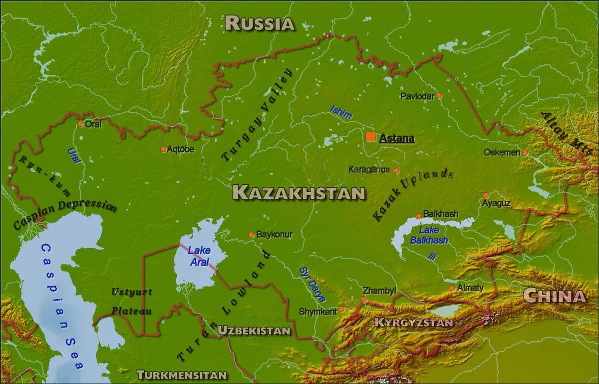 карта Казахстана физичка